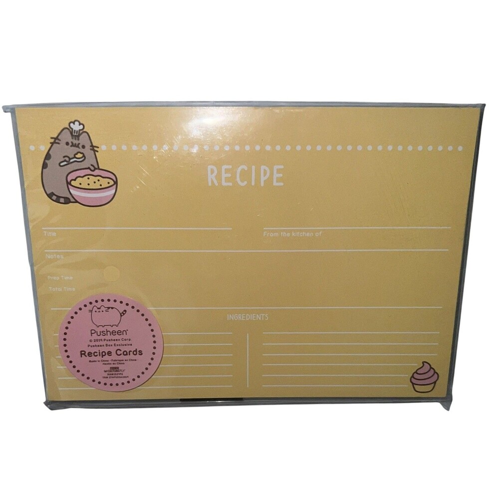 Pusheen Winter 2019 Yellow Double Sided 4x6 Recipe Cards